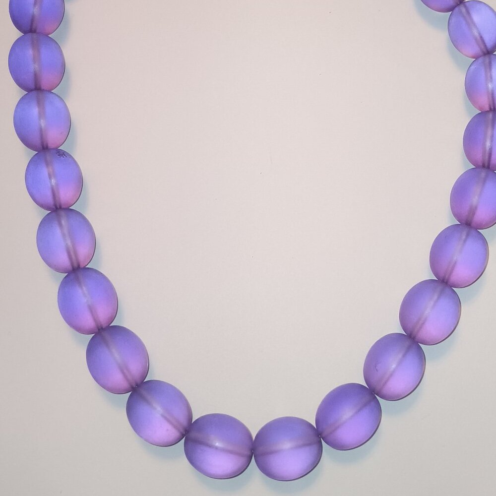 Vintage purple beads chunky necklace 23" long dopamine dressing